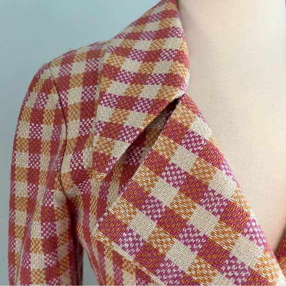 Vintage Kathryn Dianos Neiman Marcus Plaid Check Silk Cotton Blazer Size 8 - Picture 7 of 16